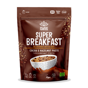 Iswari, BIO Super Breakfast, Cocoa & Hazelnut Paste, Gluten Free, 360g