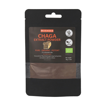 Musheez, BIO, Chaga Powder Dual Extract 15:1, 50g / Chaga Σκόνη Διπλής Απόσταξης 15:1, 50γρ