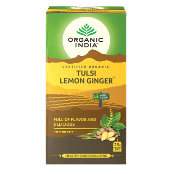 Organic India, BIO Tulsi Lemon Ginger Tea , Caffeine-Free, 25 Infusion Bags / Τσάι Λεμόνι & Τζίντζερ με Τούλσι, Χωρίς Καφεΐνη, 25 φακελάκια