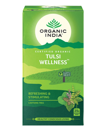 Organic India, BIO Tulsi Wellness Tea, Caffeine-Free, 25 Infusion Bags / Τσάι για Ευεξία με Τούλσι, Χωρίς Καφεΐνη, 25 φακελάκια