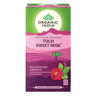 Organic India | Tulsi Sweet Rose Tea | Caffeine Free | Herbalista